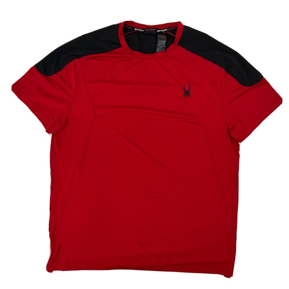 Men's Spyder‎ Active Pro Web Athletic Fit Short Sleeve Crew Neck Shirt Red Large